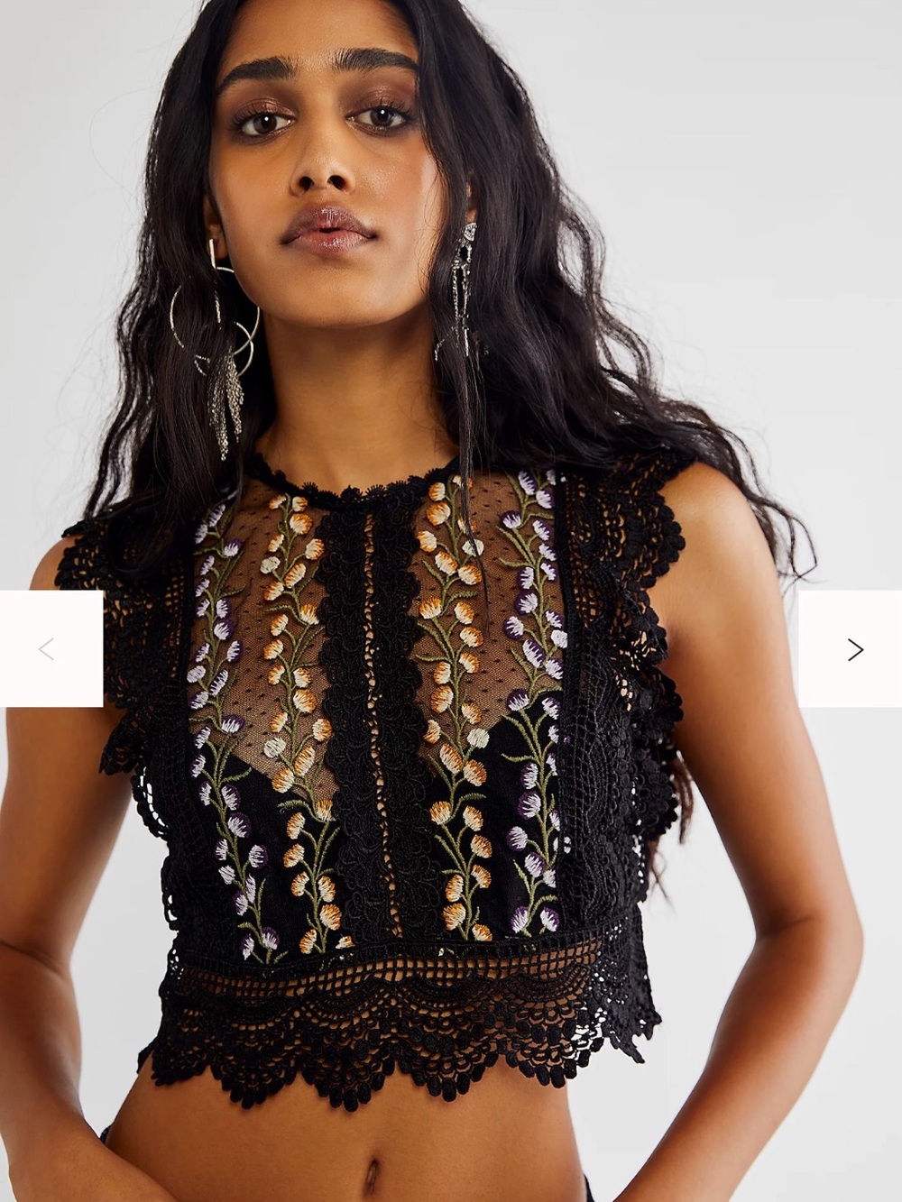 Free People Bisoux Dotted Mesh Crop